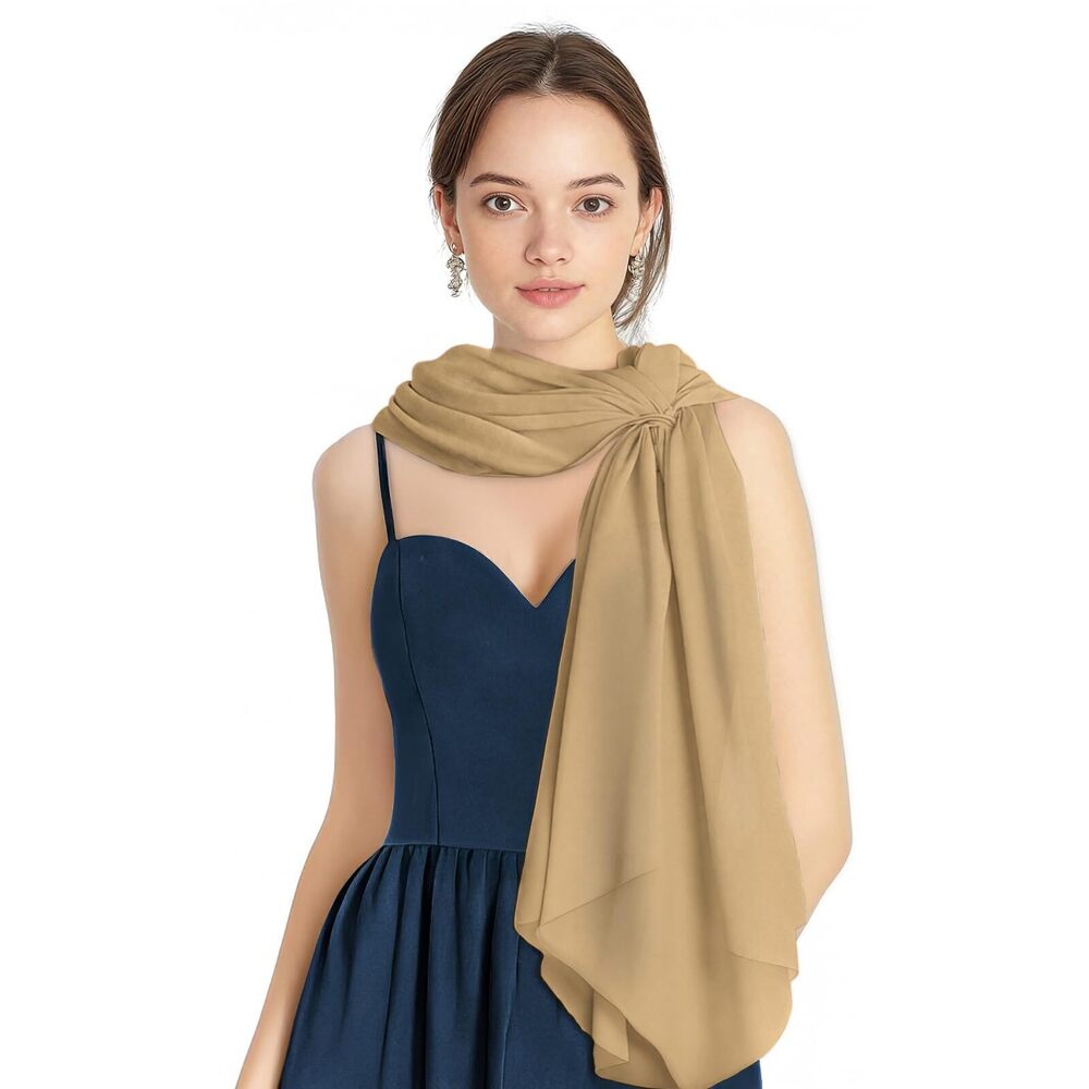 1864 Chiffon Sheer Shawl Wraps For Evening Dresses, Lightweight Soft Chiffon - Picture 3 of 7